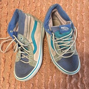 Vans Blue and Gray Sneakers with Padded Ankle and White Midsole